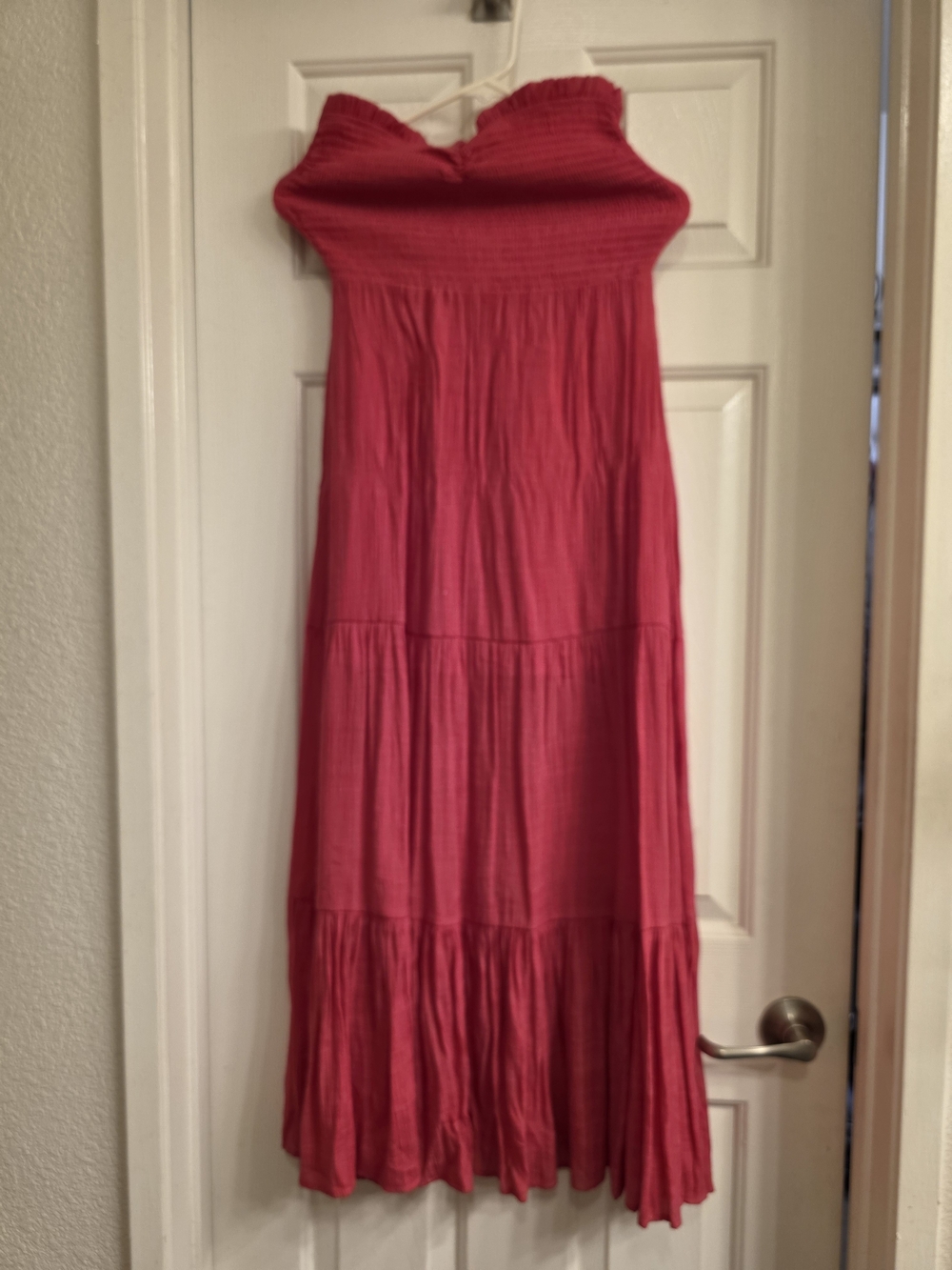 Love Tree Strapless Tiered Maxi Skirt in Hot Pink